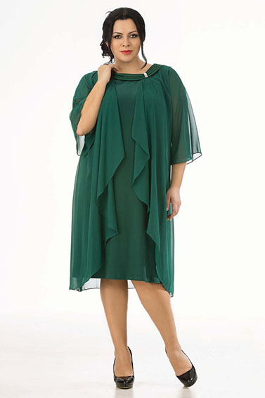Зеленое платье для полных женщин